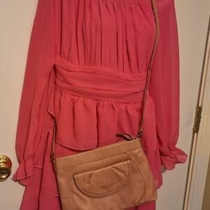 American Leather Co Pink Leather Crossbody Handbag
